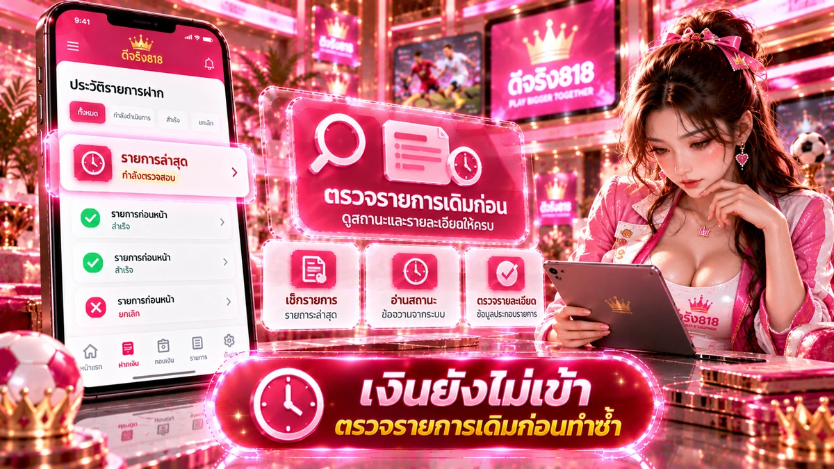 ฝากเงิน ดีจริง818 แล้วเงินไม่เข้า