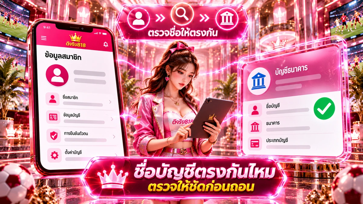 ชื่อบัญชีถอน ดีจริง818 ต้องตรงกันไหม