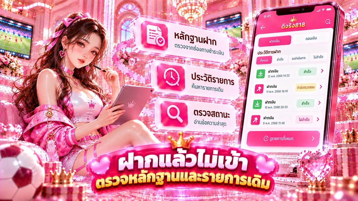 ดีจริง818 ฝากเงินแล้วเงินไม่เข้า